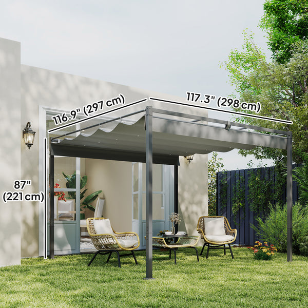 10 x 10 retractable pergola with magnetic fastening, grey