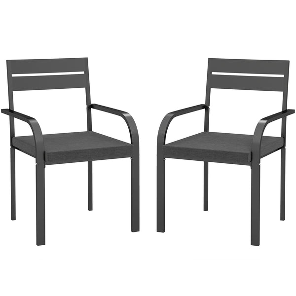 2-piece outdoor dining chairs, aluminum frame, soft cushion, gray