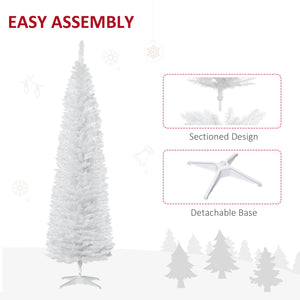 7ft Slim White Artificial Christmas Tree with Sturdy Metal Stand