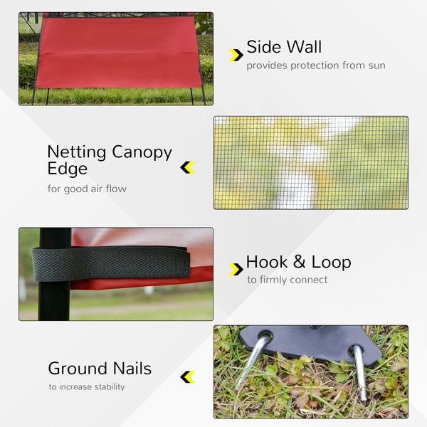 7 x 7 Folding Garden Canopy with Backpack and Adjustable Feet, Red and Black