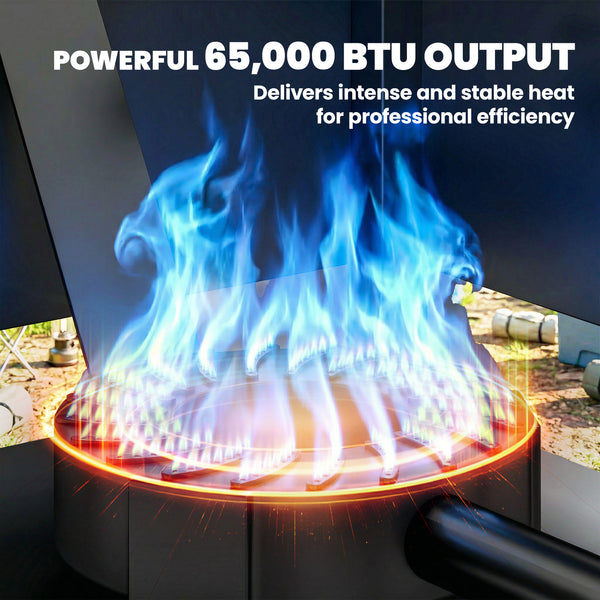 65,000 BTU High-Pressure Propane Burner with Detachable Legs, Black
