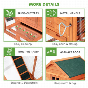 123" Extra Large Chicken Coop Wooden Poultry House Rabbit Hutch Hen Backyard with Outdoor Run Ramps and Nesting Boxes