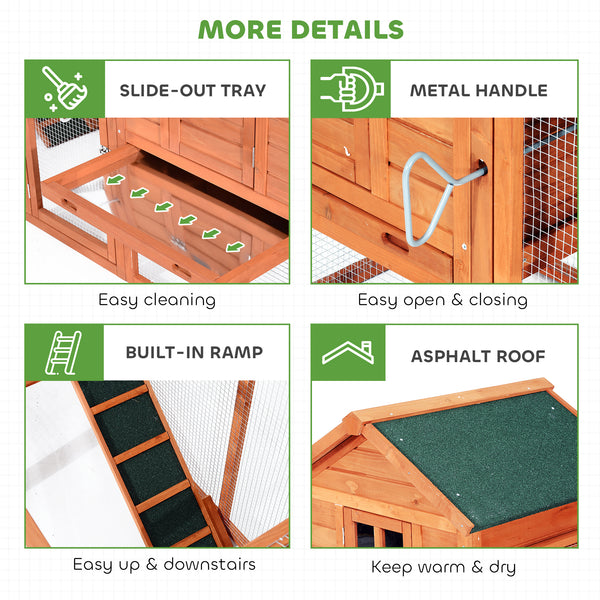 123" Extra Large Chicken Coop Wooden Poultry House Rabbit Hutch Hen Backyard with Outdoor Run Ramps and Nesting Boxes