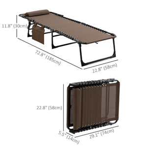 Folding chaise lounge with adjustable backrest and removable cushion, brown