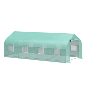 Outdoor greenhouse with 2 anchor points and stable structure, green