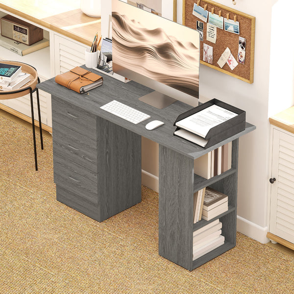 Desk with 3 drawers, grey