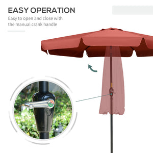 8.7-foot round parasol with tilt and crank, burgundy red 