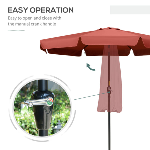 8.7-foot round parasol with tilt and crank, burgundy red 