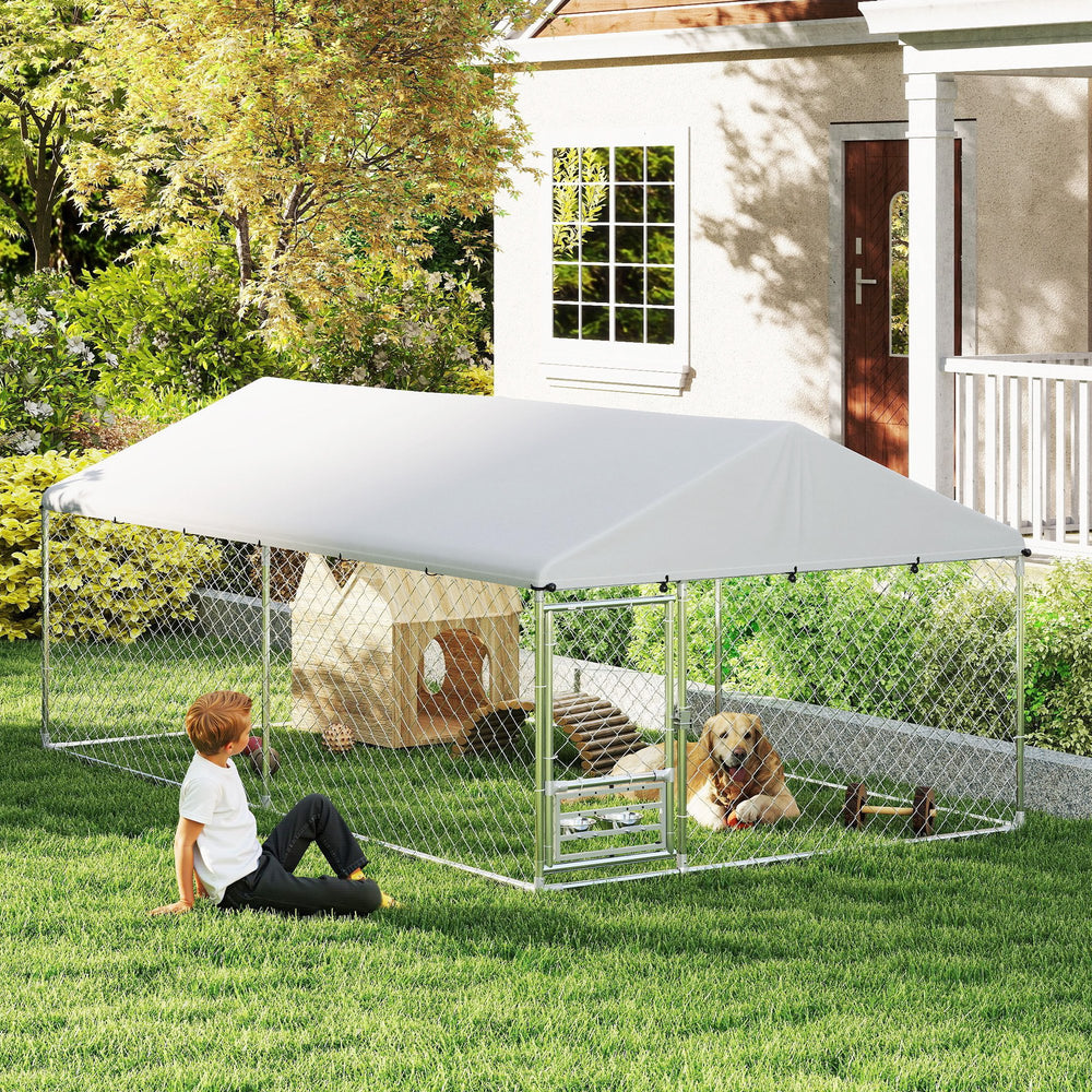 Enclosure with adjustable bowls, water-resistant cover, and secure lock