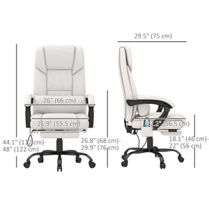 6-point vibrating massage chair with retractable footrest, white