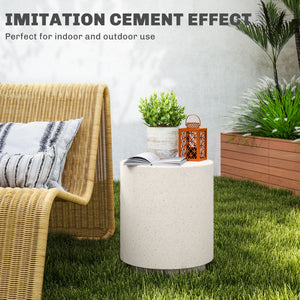 Round cream white concrete-effect side table, 14.5 in. – Indoor and outdoor