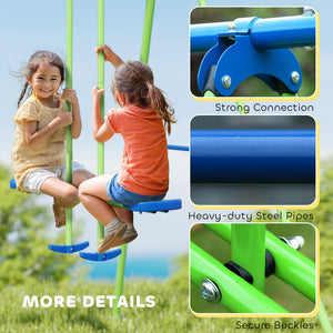 3-in-1 metal swing set with double swing and glider