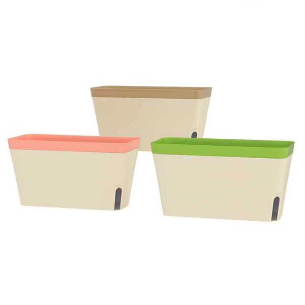 Set of 3 self-watering flower pots