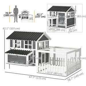 Wooden chicken coop with run for chickens, rabbits and ducks