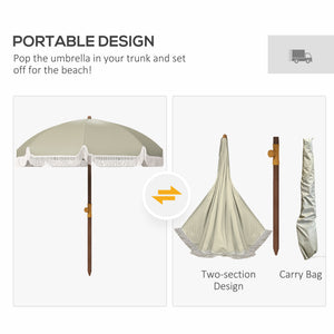 6.2-foot beach umbrella, dark beige