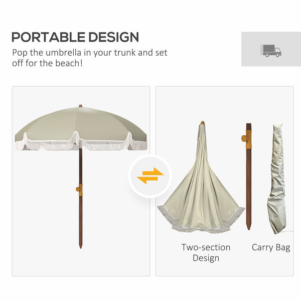 6.2-foot beach umbrella, dark beige