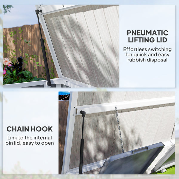 Garden bin shelter with chain lid, light grey