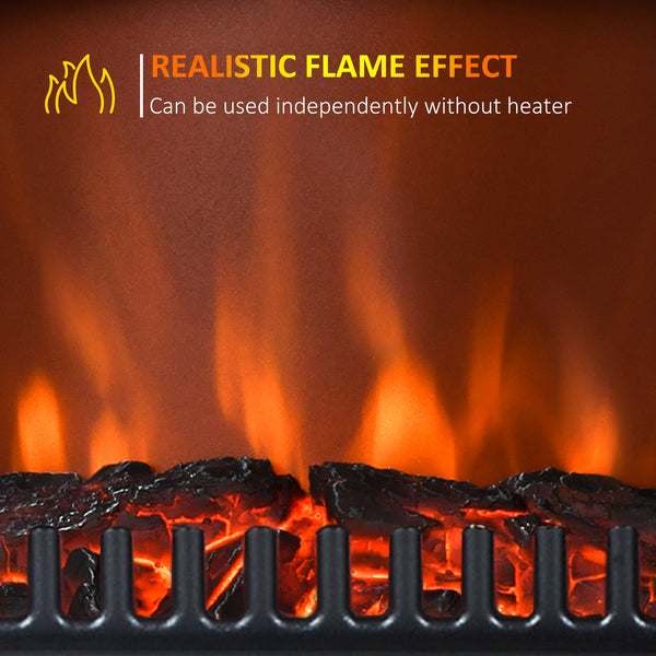 40cm Freestanding Electric Fireplace with Wood Burning Flame 750/1500W Black