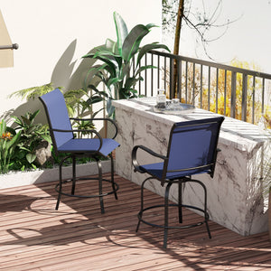 Set of 2 outdoor stools, navy blue
