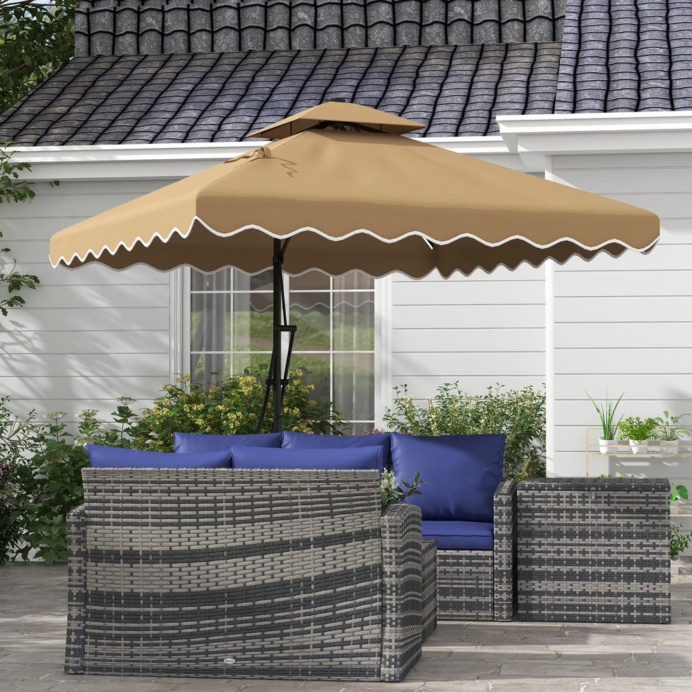 Square cantilever parasol with double roof and LED solar lighting