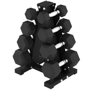 100 lb Hex Dumbbell Set with Rack, Non-Slip Handles