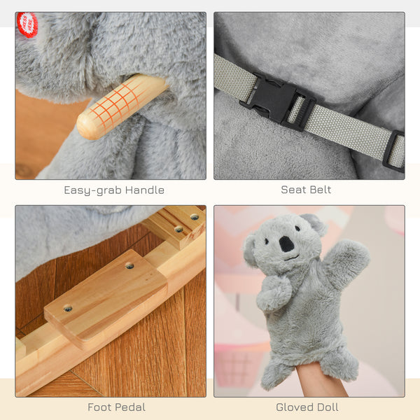 Plush Rocking Koala with Realistic Sounds, Grey