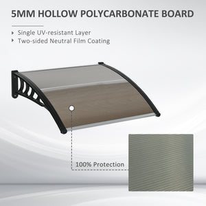 3.4 x 3.2 ft polycarbonate door canopy, brown 