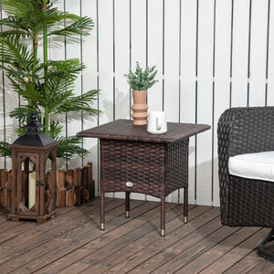 Patio coffee table in woven resin, brown color