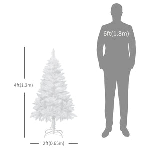 4ft White Artificial Christmas Tree with Realistic Pine Branches and Automatic Opening