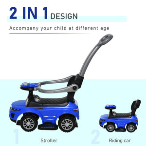 2-in-1 Toddler Push Car, Blue