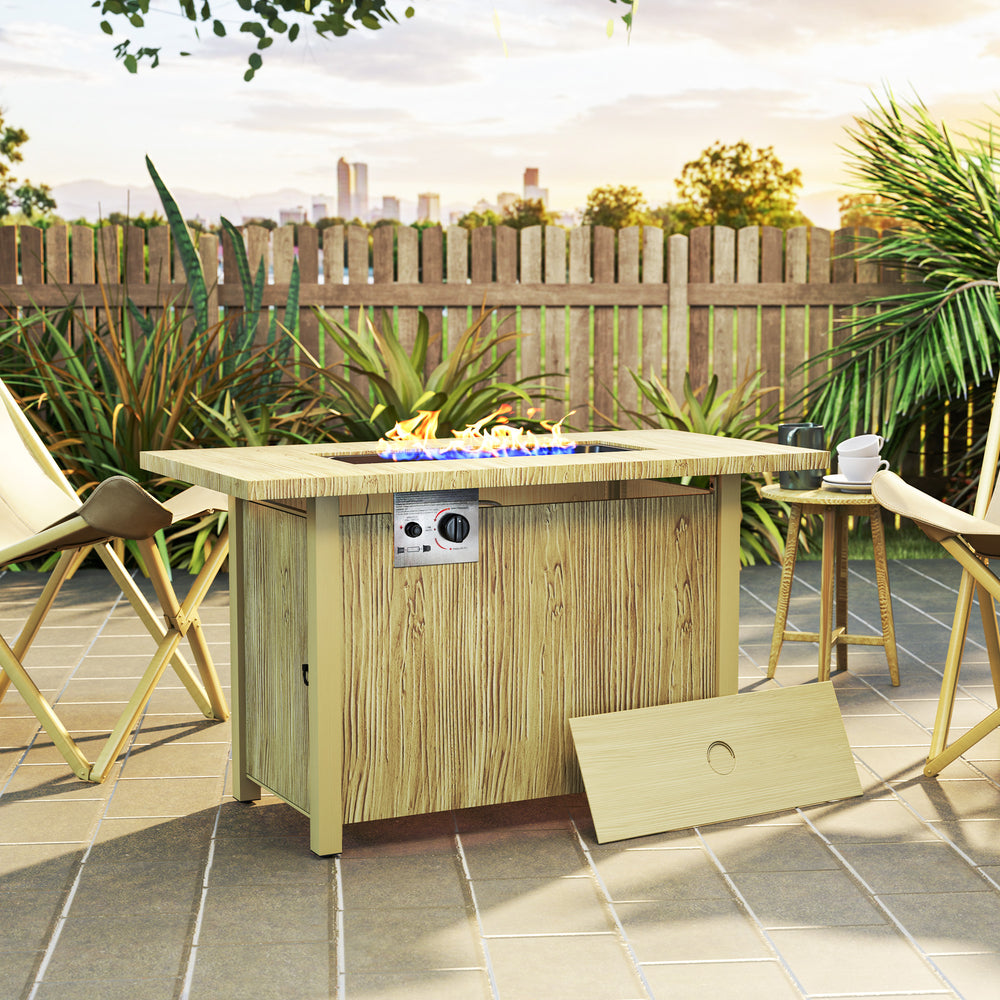 43" Propane Outdoor Fire Pit Table (50,000 BTU) with Waterproof Cover
