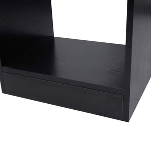 360° Swivel Corner Desk with 3-Tier Shelves, Black