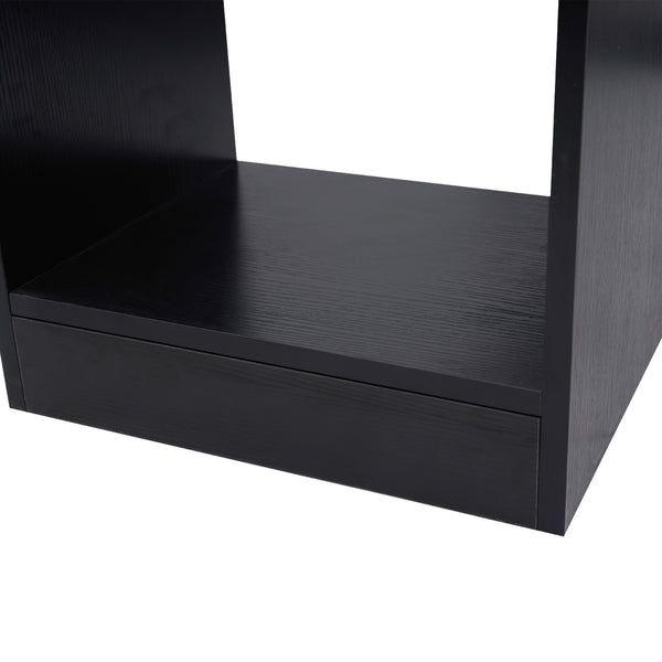 360° Swivel Corner Desk with 3-Tier Shelves, Black