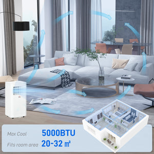 8,000 BTU Portable Air Conditioner with Cooling, Dehumidifier, Remote Control, Cream Color