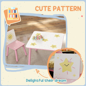 3-piece children's table and chair set, star pattern