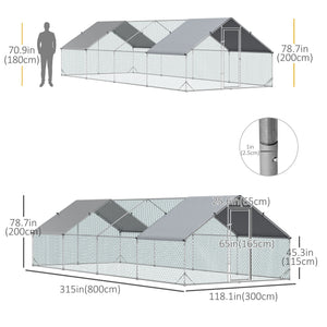 Outdoor chicken coop with shelter and lockable door