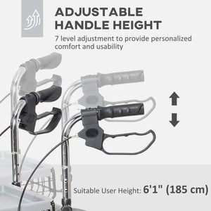 Upright Rollator Walker with Adjustable Handle Height, Black