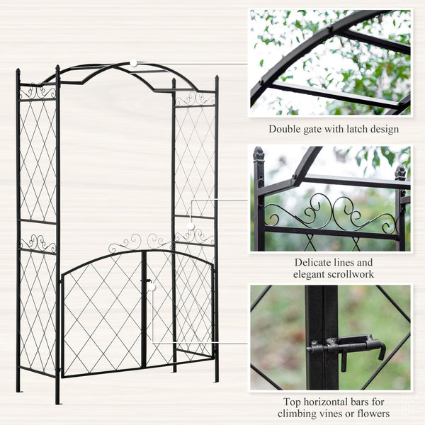 Metal garden arch with gate