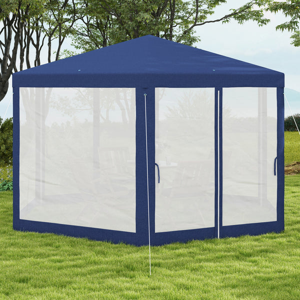 Hexagon Party Tent, Patio Gazebo with Netting Mesh, Blue
