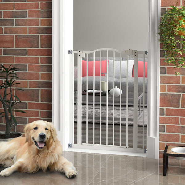 Extra Tall White Dog Gate with Door