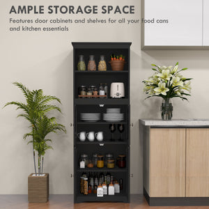 Sideboard with shelf, 4 doors with adjustable shelf, black