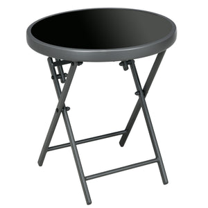 Round folding outdoor side table, black