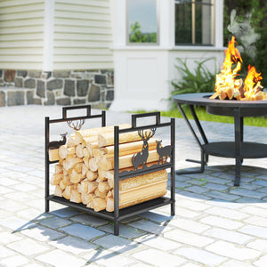 Heavy Duty Log Rack with Handles Black 