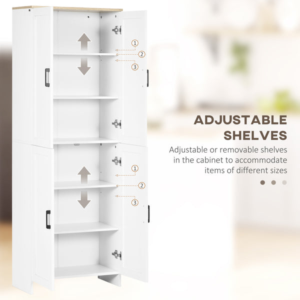 4-door kitchen cabinet with adjustable shelves, white