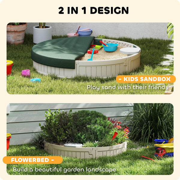 Sandbox with waterproof cover and fabric lining