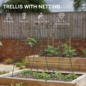 Metal trellis with netting for cucumbers and other climbing plants
