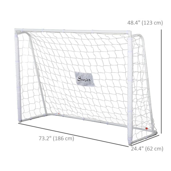 Soccer goal (m) with metal frame, PE net, white