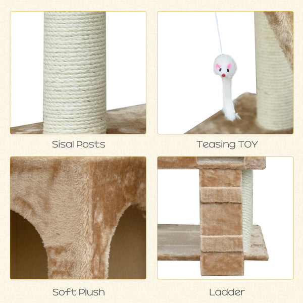 79" Cat Tree with Scratching Post for Kittens, Beige