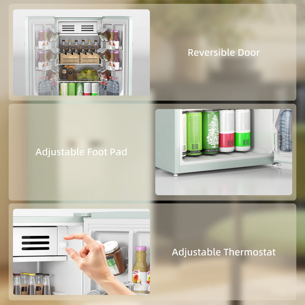 Retro Mini Fridge 3.1 cu. ft., Compact Single Door Refrigerator with Adjustable Thermostat, 2 Glass Shelves, Green