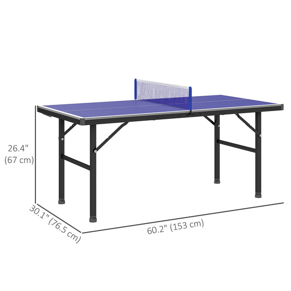 Foldable ping pong table with adjustable legs and net